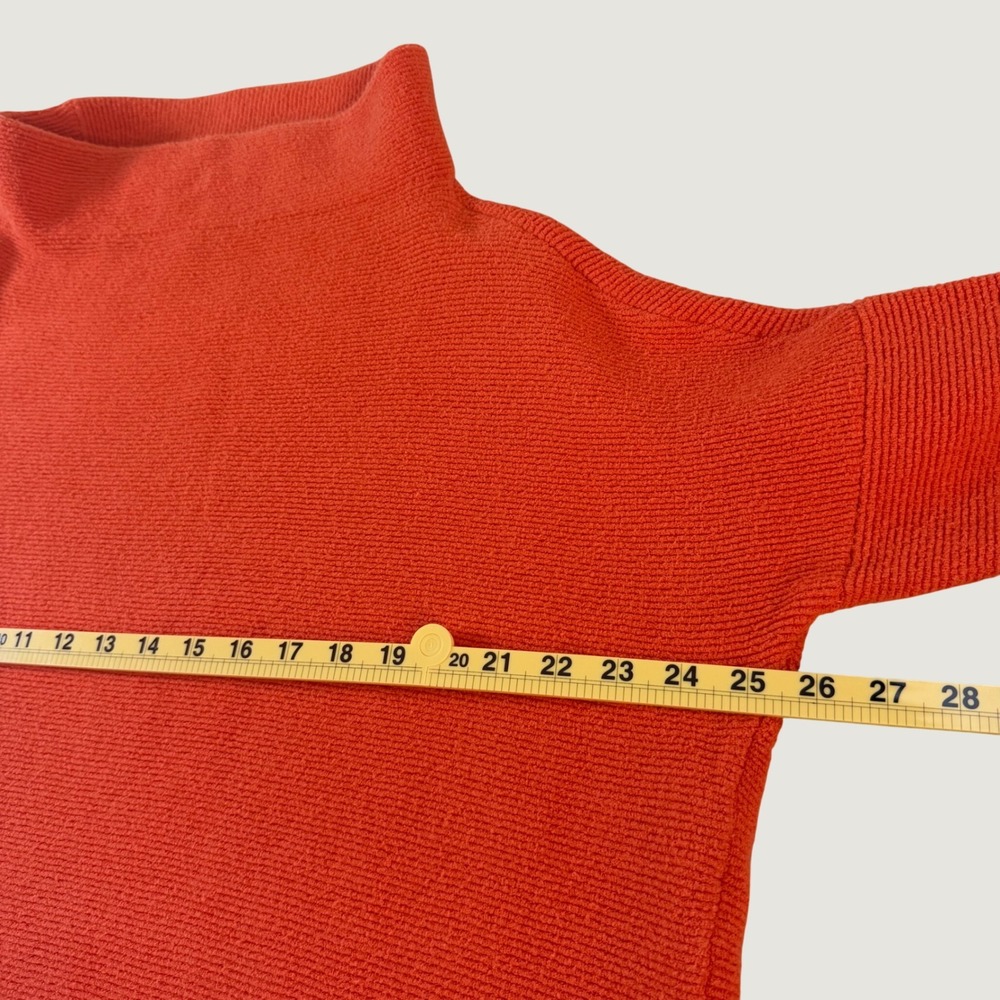 Free People Orange Mock Neck Oversized Cotton Blend Ribbed Knit Sweater - Picture 3 of 6